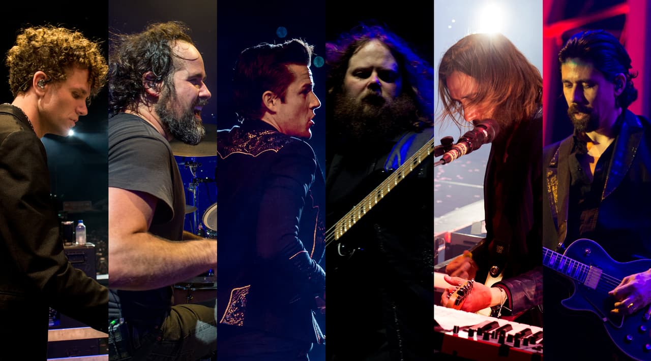 Los integrantes de la banda estadounidense The Killers en concierto en el Foro Sol