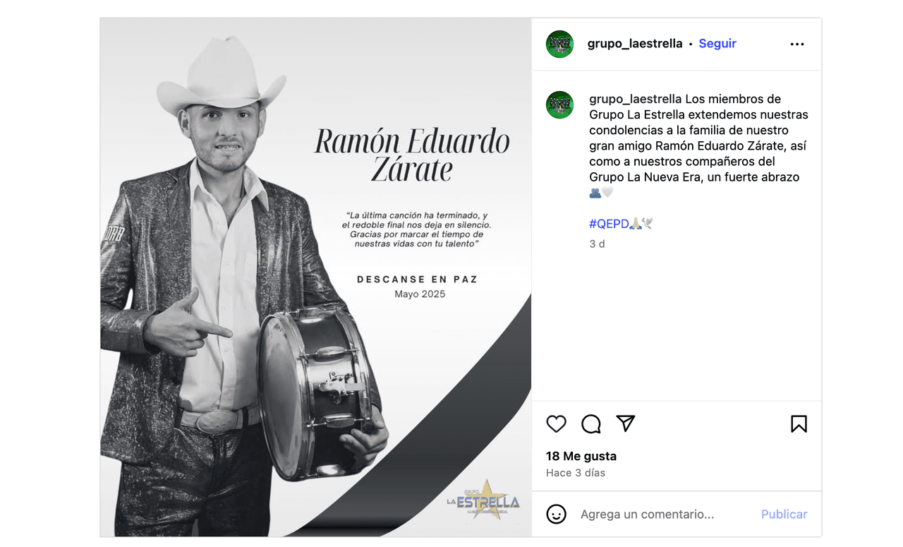 Hallan sin vida a integrante de famosa banda de regional mexicano a los 24 años: revelan detalles del fallecimiento
