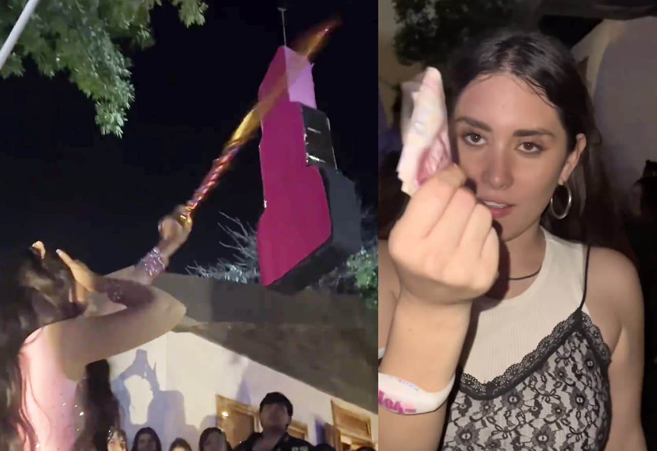Chica pide cooperación a los invitados para su piñata y termina 'regalando' más de 8 mil pesos al romperla