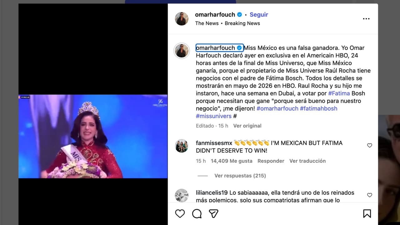 Mensaje de Omar Harfouch.