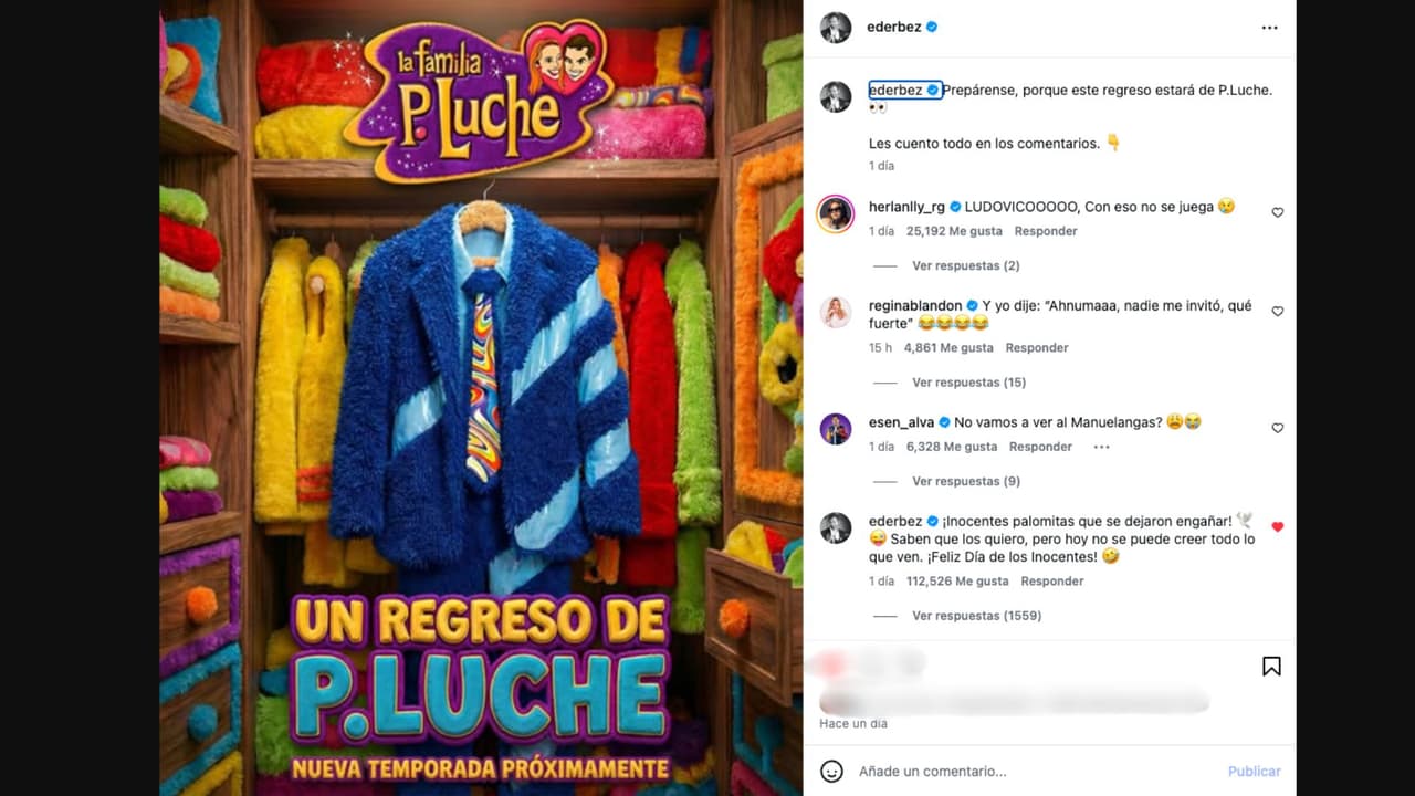 Eugenio Derbez hizo una broma sobre el regreso de 'La Familia P.Luche'