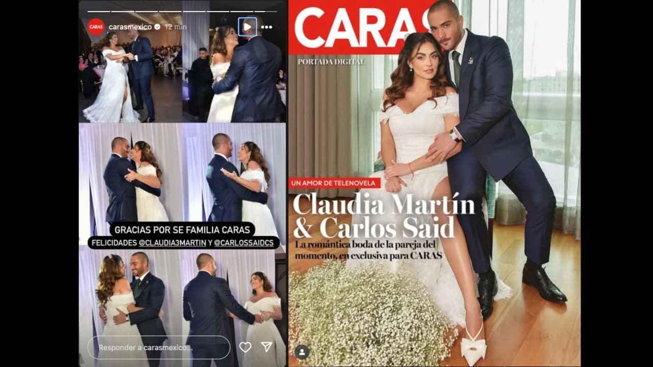 La revista 'Caras' compartió detalles de la boda civil de Claudia Martín y Carlos Said