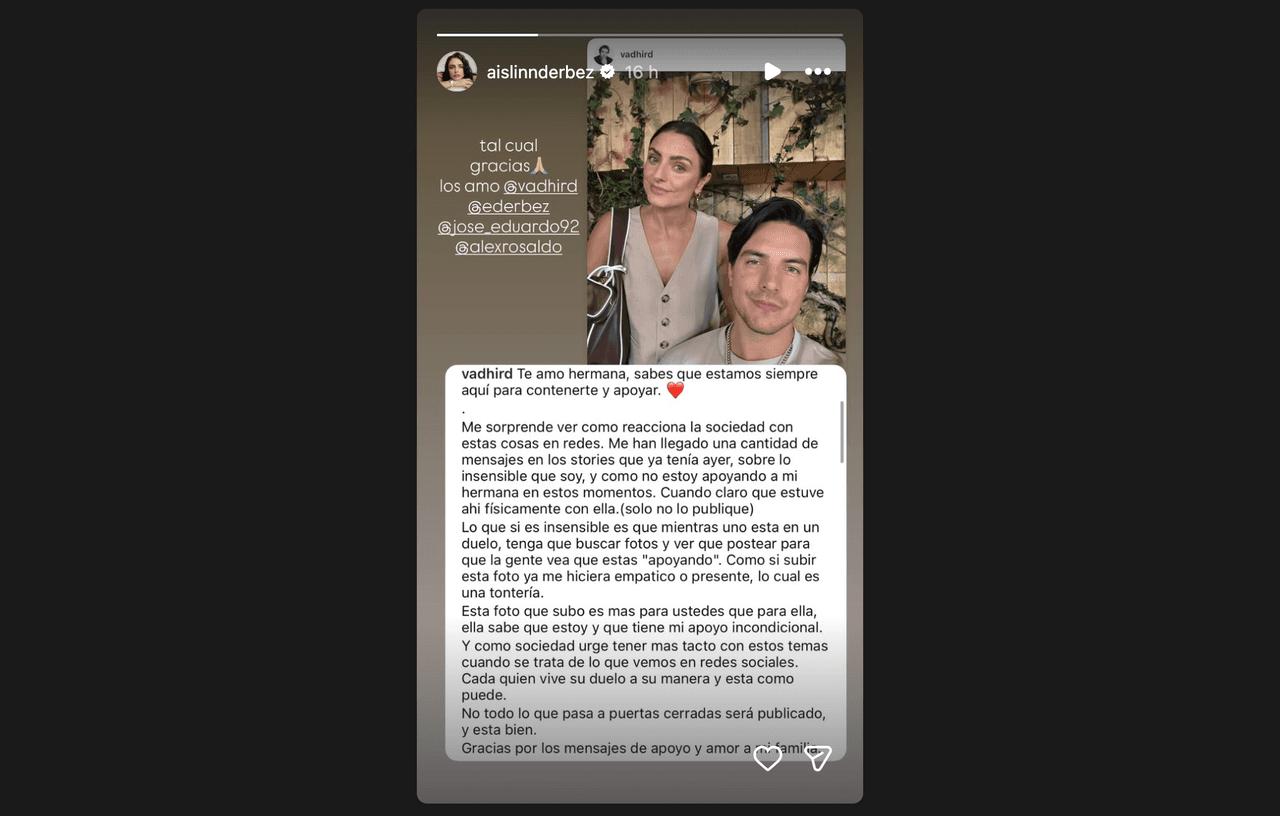 Aislinn Derbez no se calla más y publica tajante mensaje tras la muerte de su mamá: defiende a los Derbez