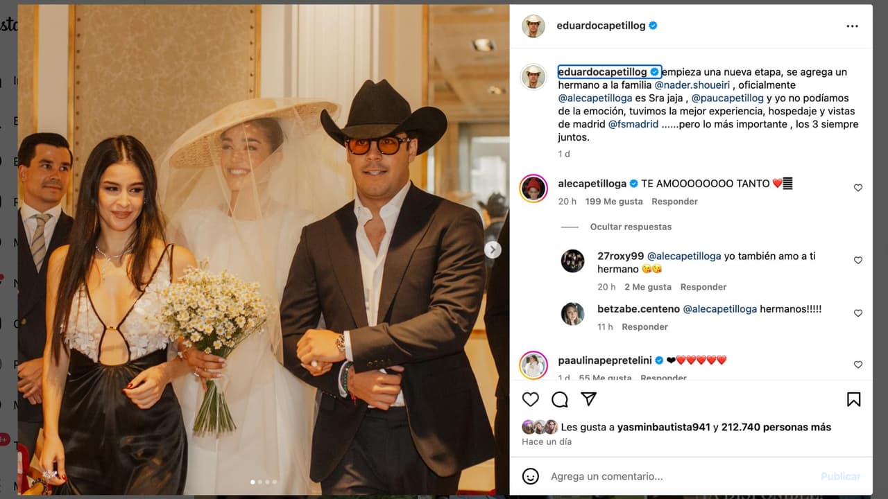 Eduardo Capetillo Gaytán revela nuevas fotos de la boda de Alejandra Capetillo.