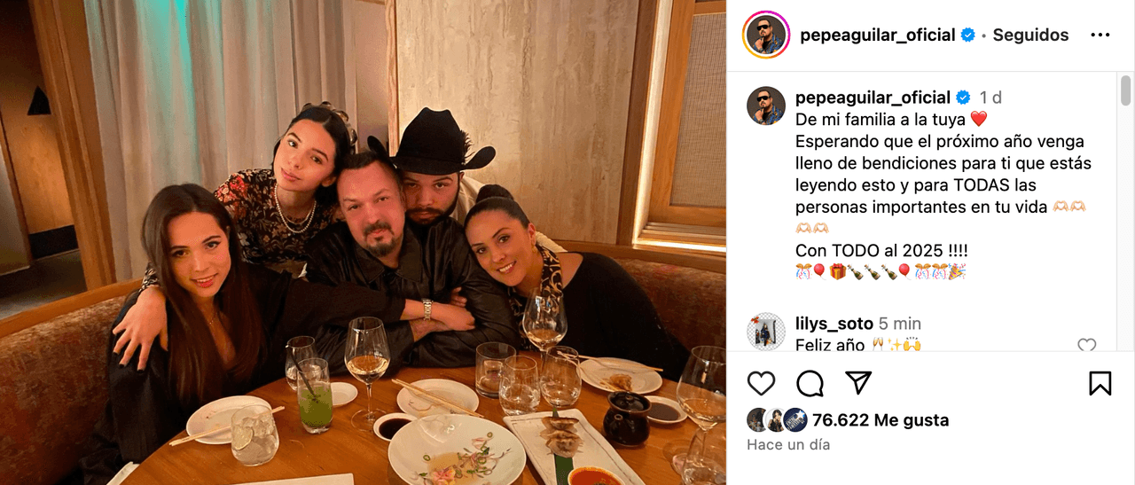 Pepe Aguilar publica foto con su familia y no incluye a Nodal