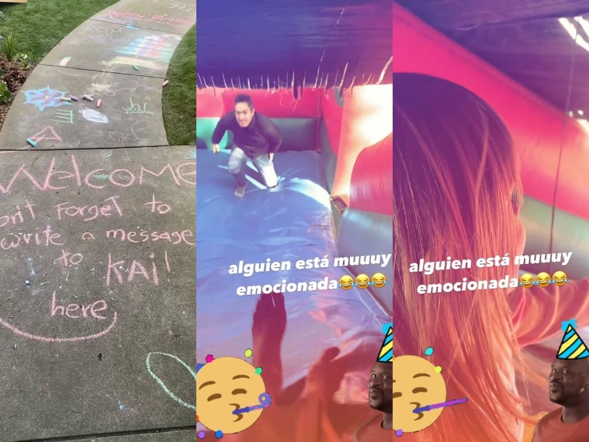 Kailani se divierte con sus papás en su fiesta de cumpleaños.