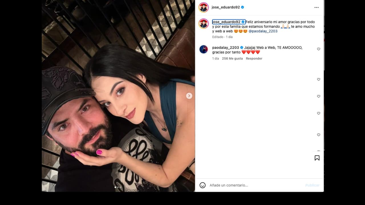 José Eduardo Derbez dedica emotivo mensaje a su novia Paola Dalay por su aniversario