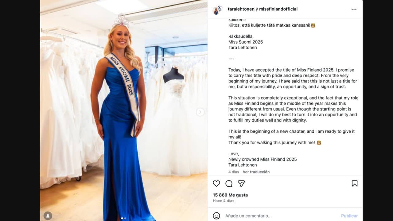 Tara Lehtonen, de 25 años, fue nombrada Miss Finlandia 2025