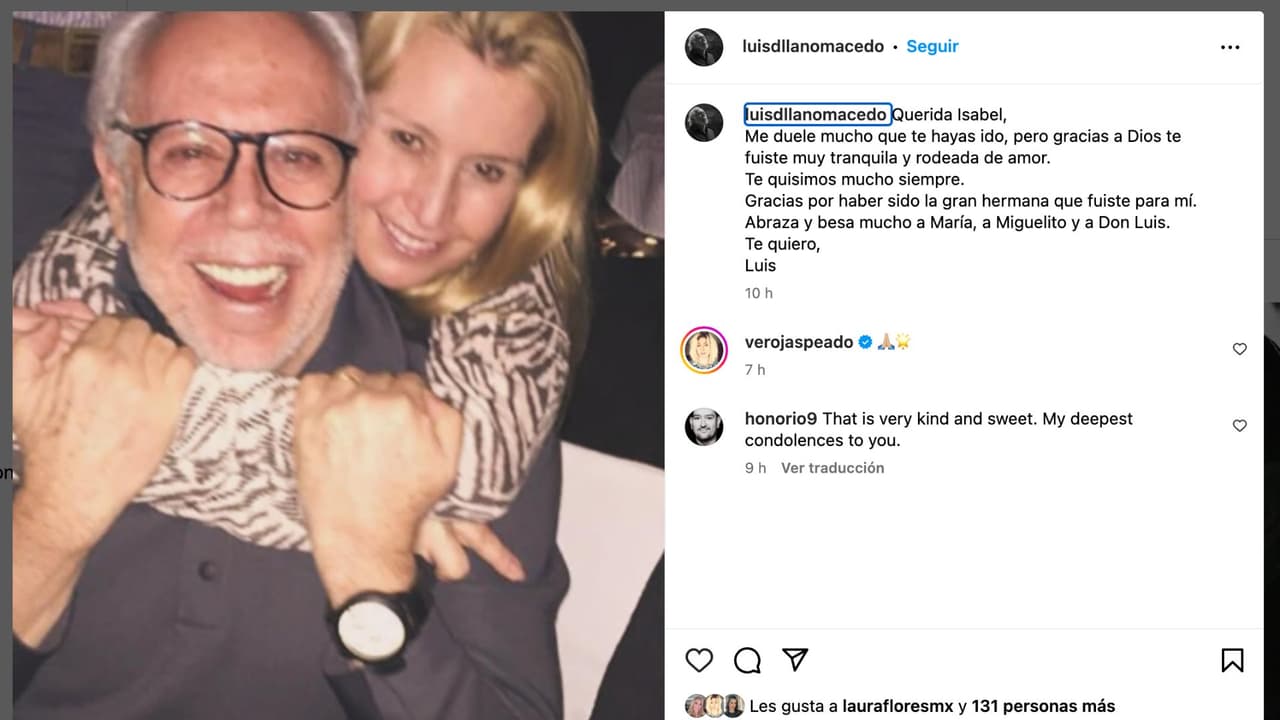 Luis de Llano se despide de su hermana, Isabel de Llano Rivas.