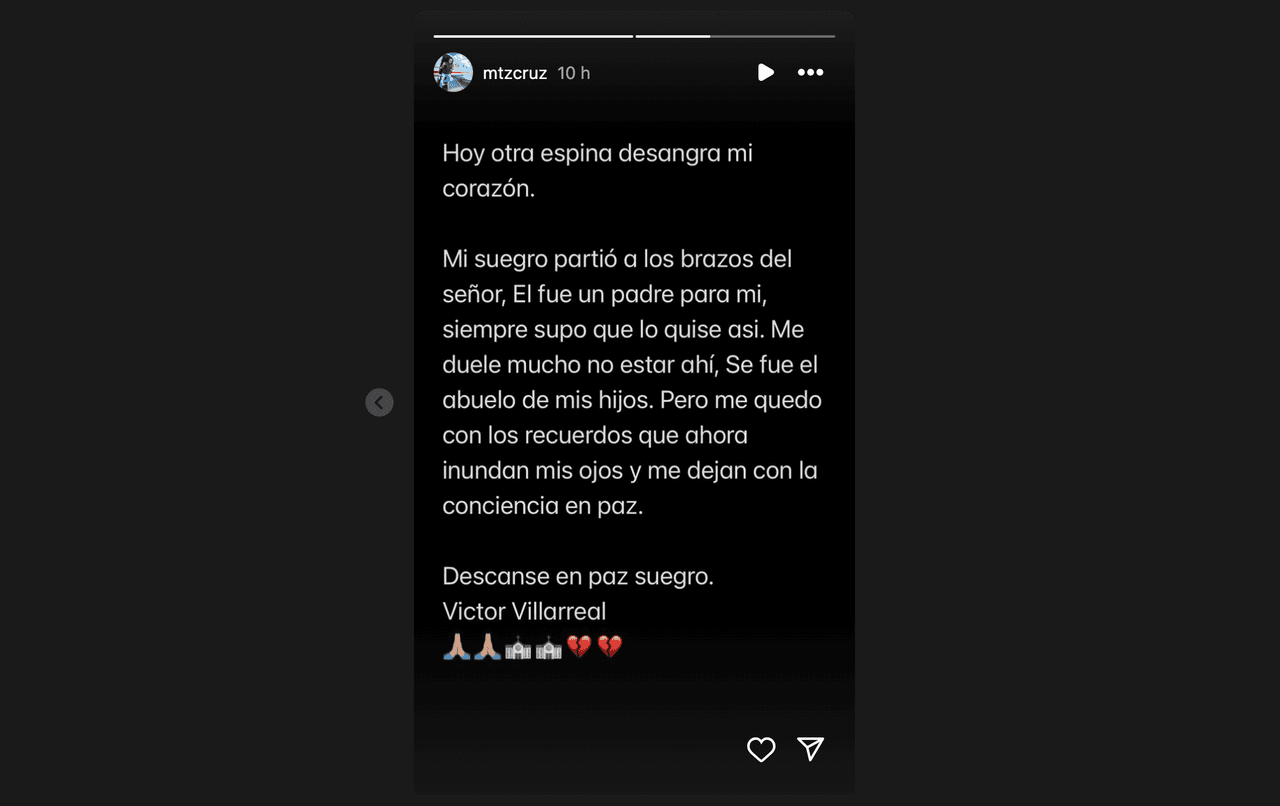 Cruz Martínez se despide del papá de Alicia Villarreal