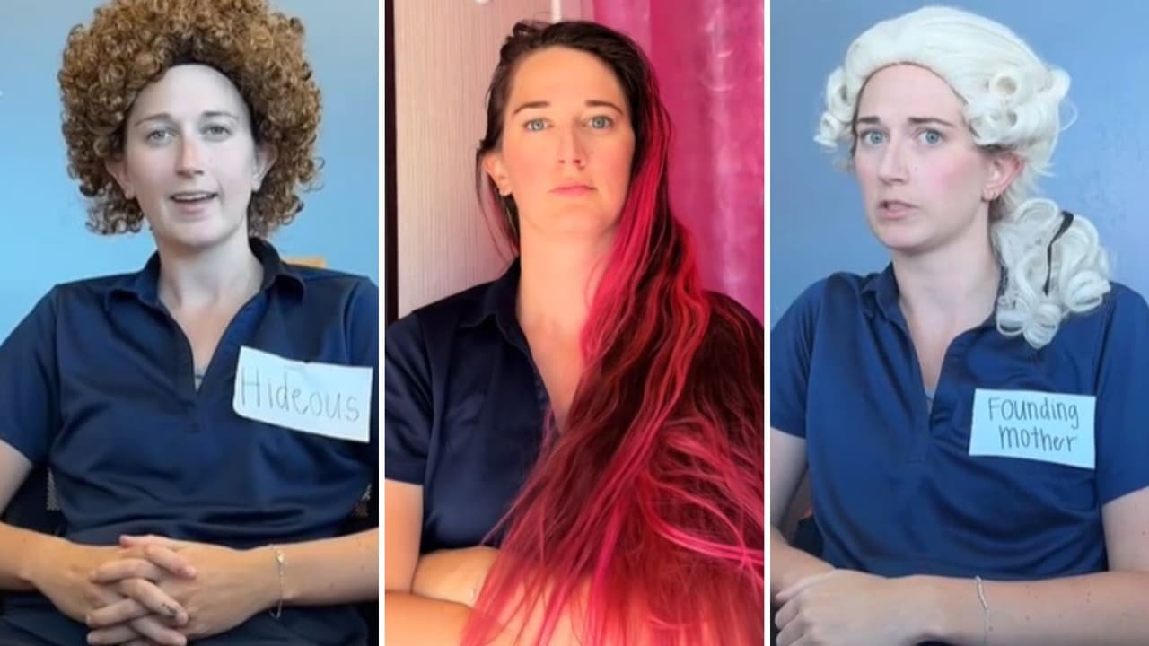 Le prohíben a empleada tener el cabello rosa en el trabajo y en venganza usa pelucas feas