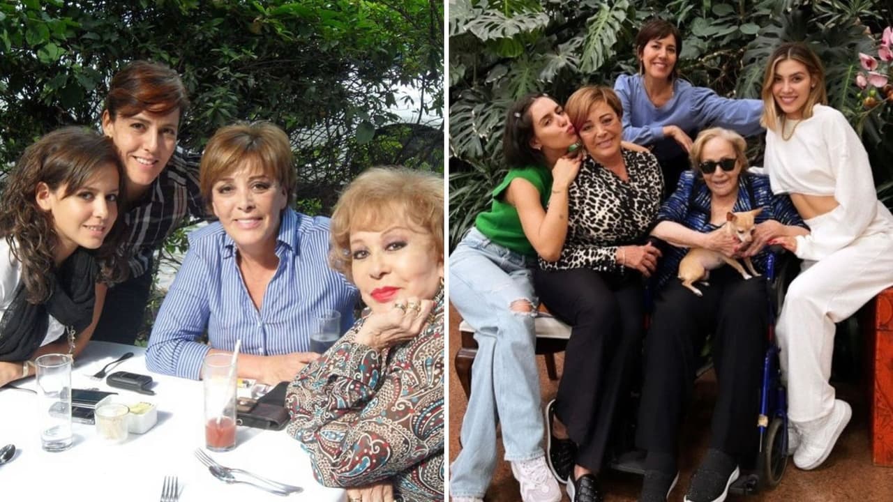 Silvia Pinal con su hija, Sylvia Pasquel, su nieta Stephanie Salas y sus bisnietas, Michelle Salas y Camila Valero.