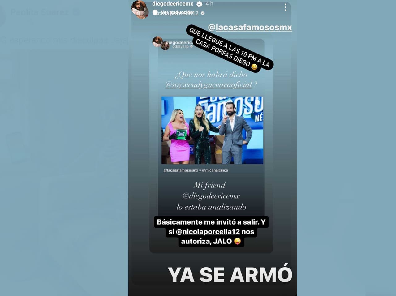 Historia Diego de Erice sobre Wendy Guevara