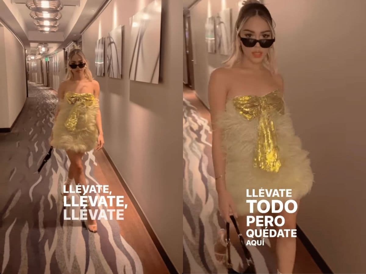 Sin duda, quien también arrasó este 2021 fue Danna Paola y es que durante los Latin Grammy la cantante apareció con un diminuto vestido de noche en color amarillo con detalles en lentejuelas y plumas durante la alfombra roja.