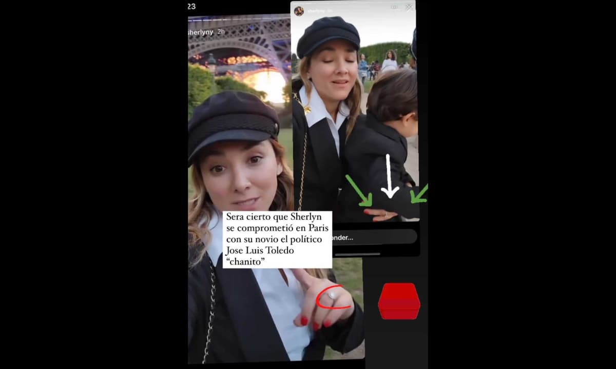 En la imagen, Sherlyn aparece con su hijo André frente a la Torre Eiffel