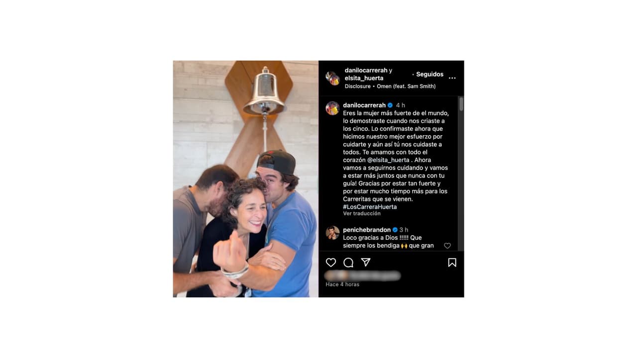 El actor celebró que su mamá terminó con éxito su tratamiento contra el cáncer.