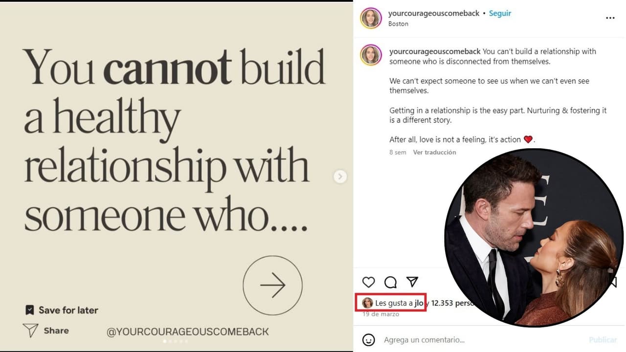 Jennifer López aumentó los rumores de divorcio de Ben Affleck al dar 'like' a esta publicación.