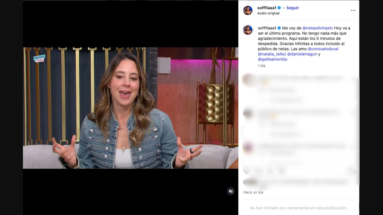 Sofía Niño de Rivera se despide de 'Netas Divinas' para enfocarse en nuevos proyectos