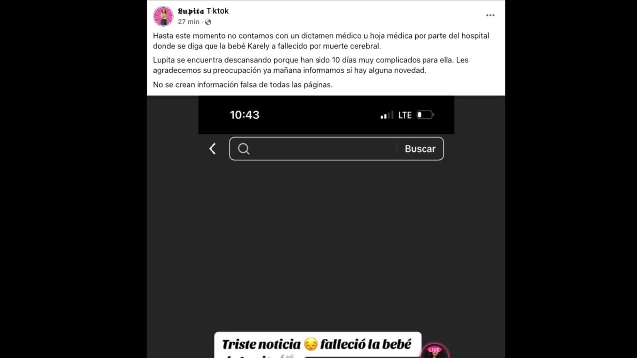 Lupita TikTok desmiente que su bebé tenga muerte cerebral