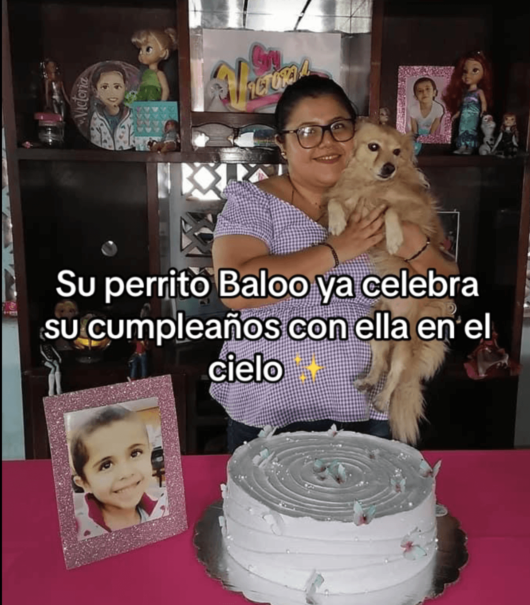 Perrito y madre de Victoria, quien falleció de cáncer