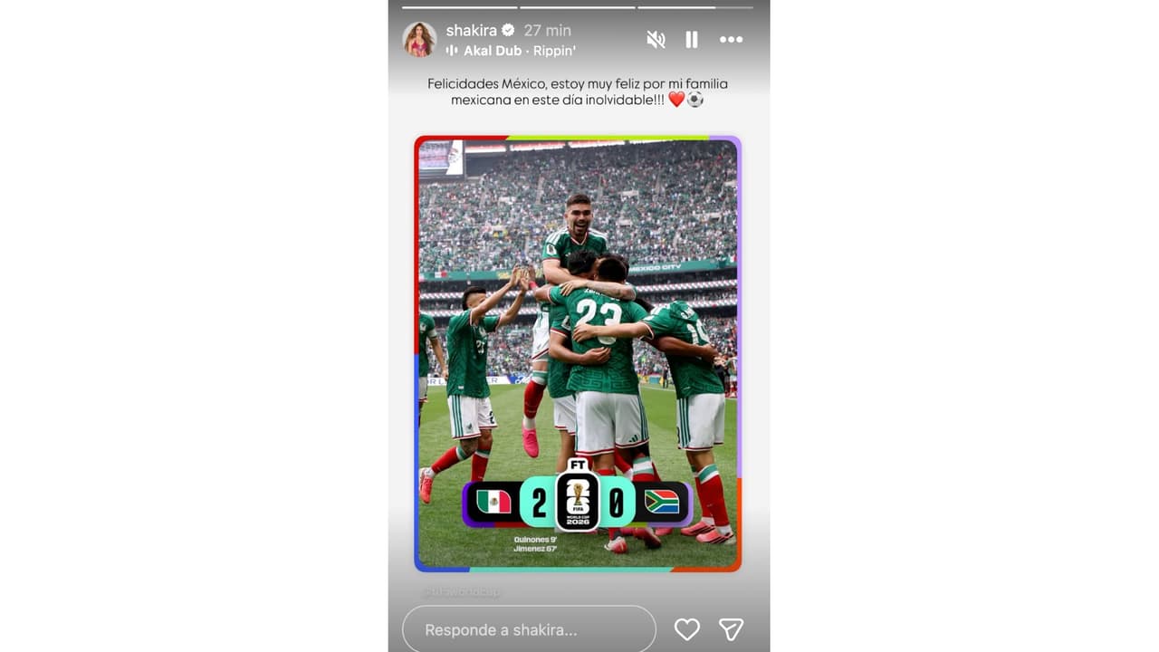Shakira felicita a la Selección Mexicana tras su triunfo en el arranque de la Copa Mundial 2026.