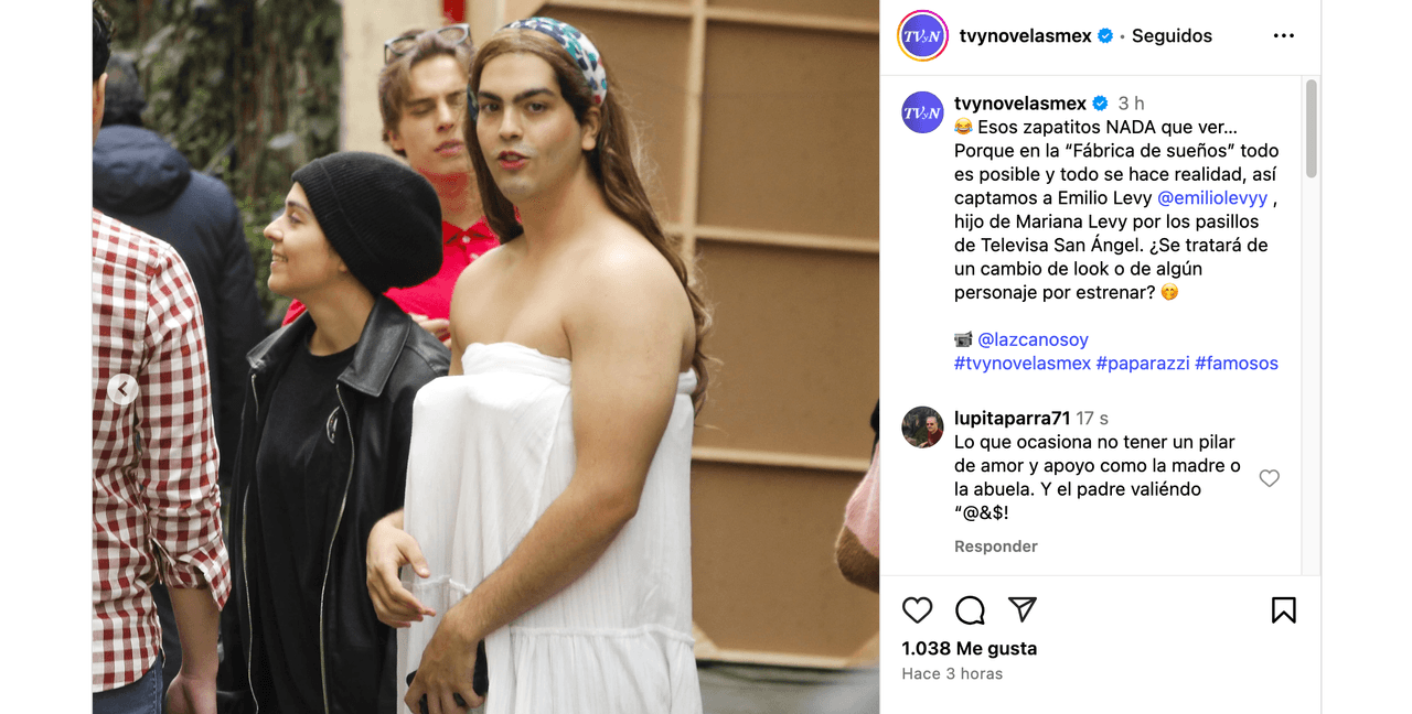 Hijo de Mariana Levy aparece transformado en mujer; así luce Emilio Levy con vestido y peluca