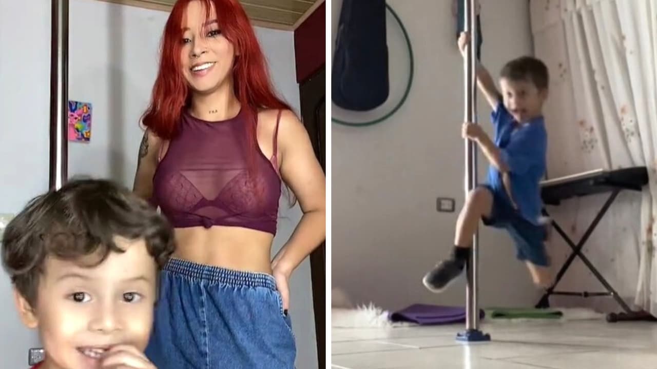Joven enseña a su hermanito trucos profesionales de pole dance y el video divierte a TikTok