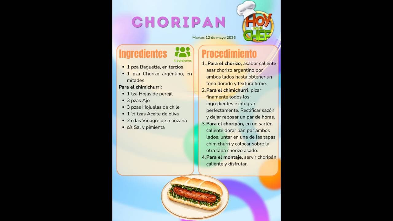 Hoy soy el Chef te dice cómo preparar Choripán: sigue la receta completa AQUÍ