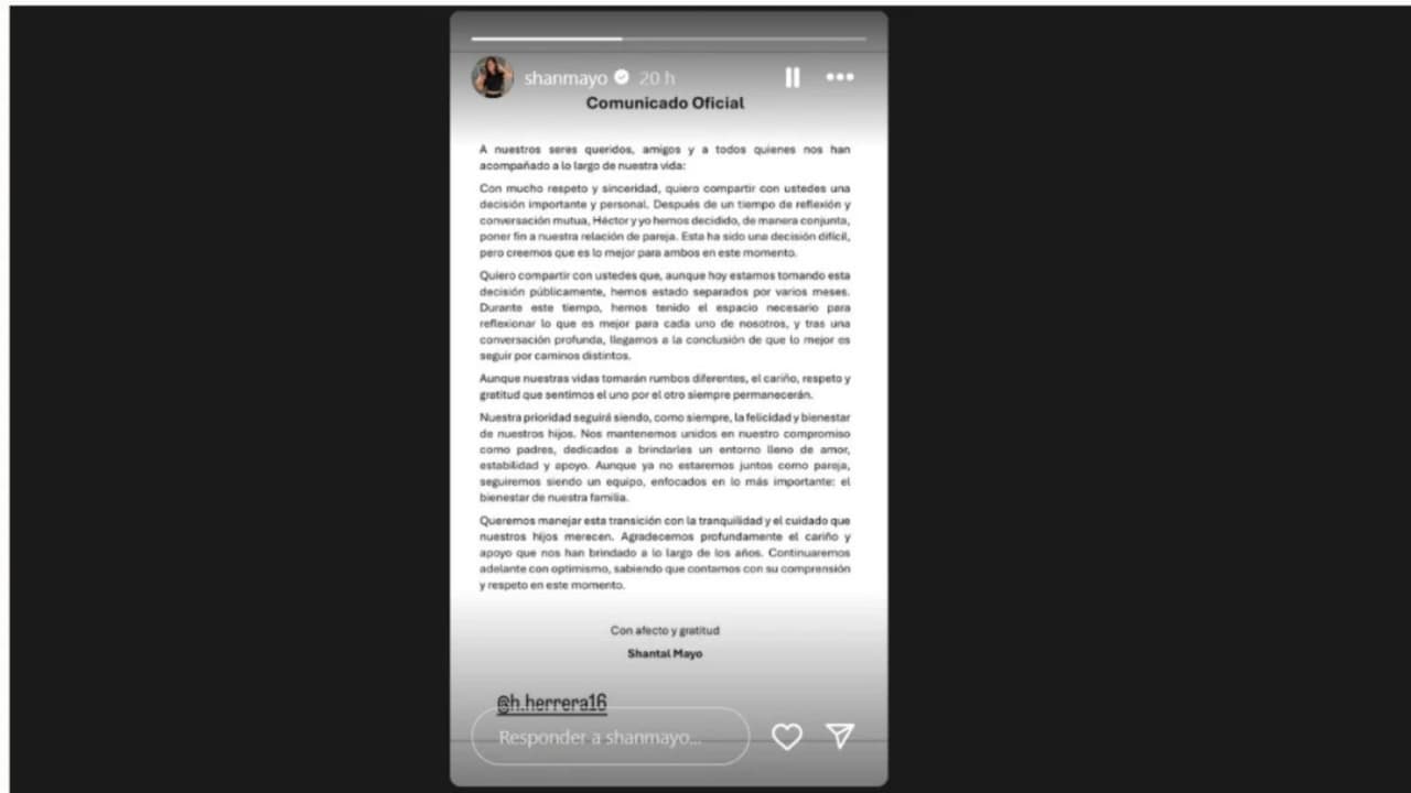 Shantal Mayo lanza comunicado para anunciar su ruptura con Héctor Herrera