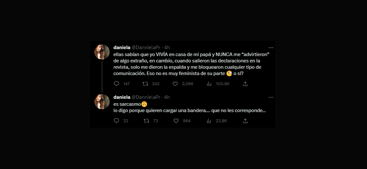 La joven utilizó su cuenta oficial de Twitter para hablar de su exmadrastra