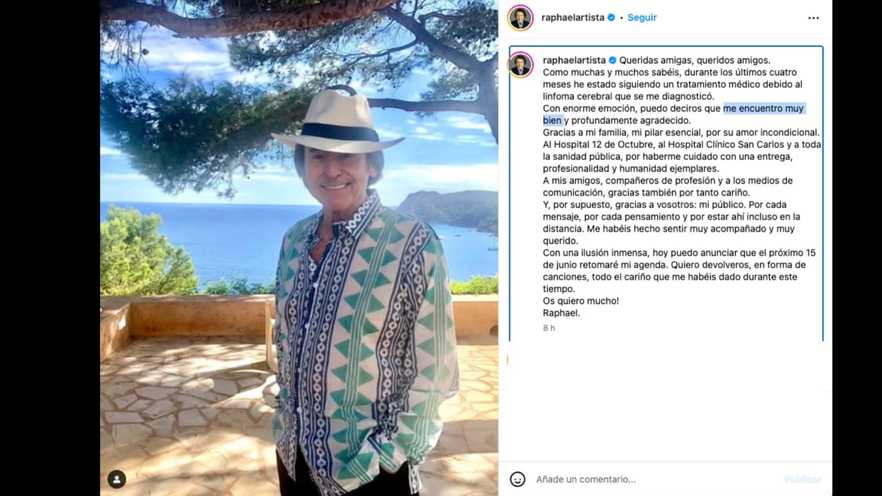 Raphael confirma su regreso a los escenarios en junio de este 2025