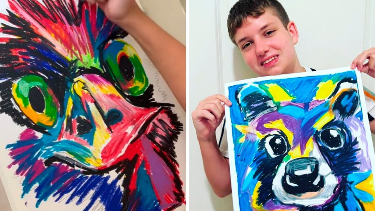 Adolescente con autismo se viraliza por crear increíbles dibujos: hace animales con crayolas