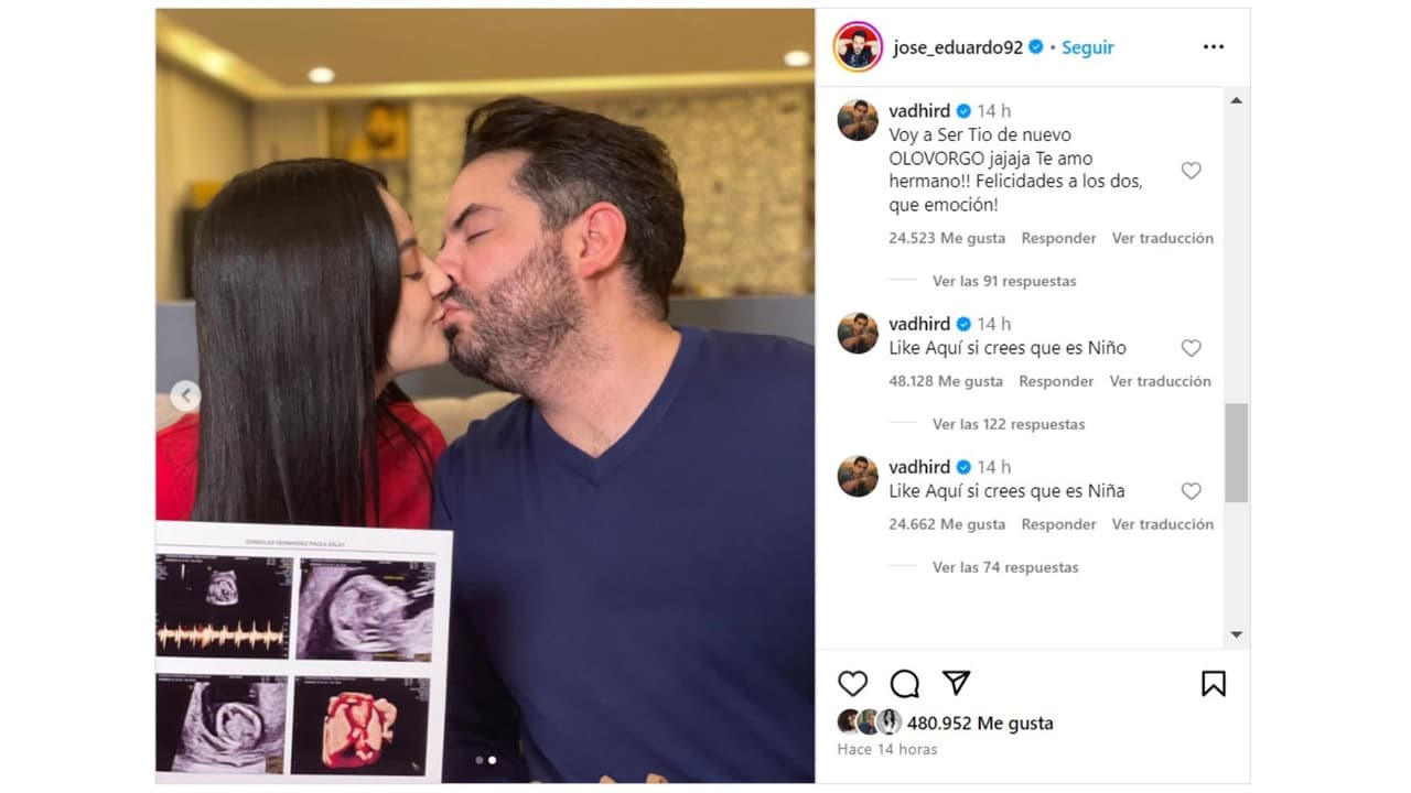 Vadhir Derbez externó su emoción ante la futura paternidad de José Eduardo y Paola Dalay.