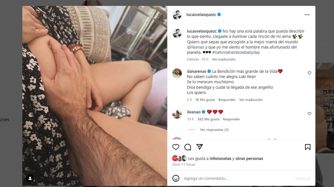 Lucas Velásquez presume la próxima llegada de su bebé.