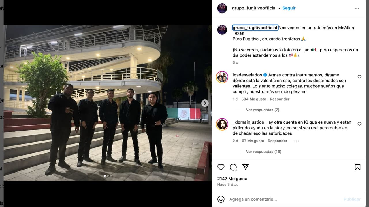Última foto y mensaje de Grupo Fugitivo.