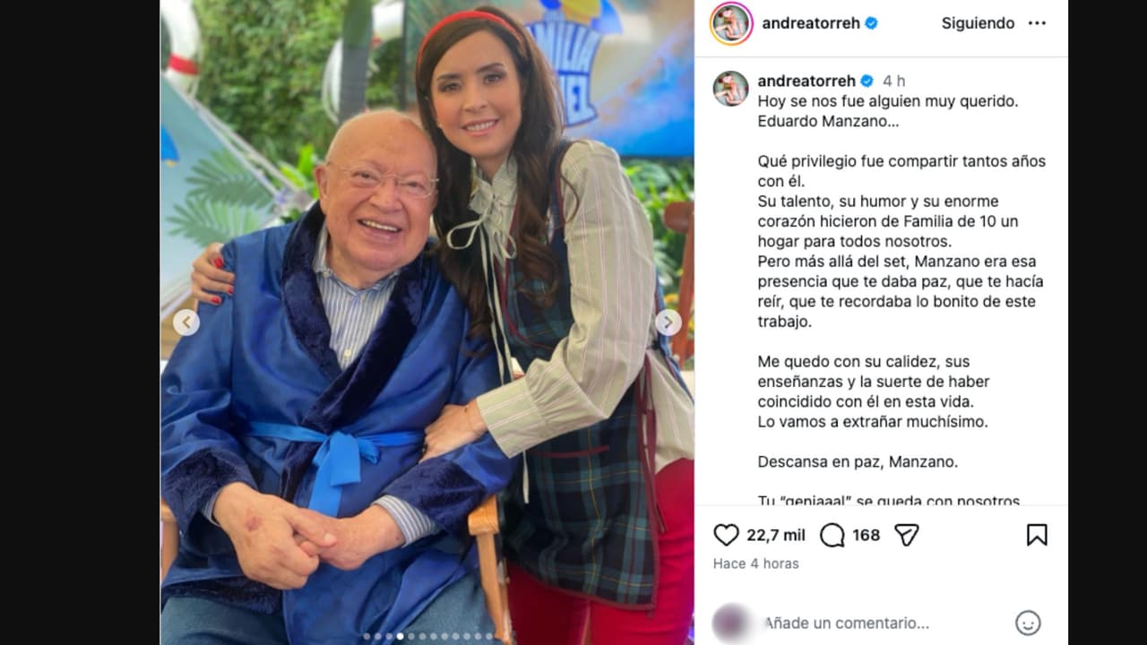 Andrea Torre decida emotivo mensaje al fallecido Eduardo Manzano