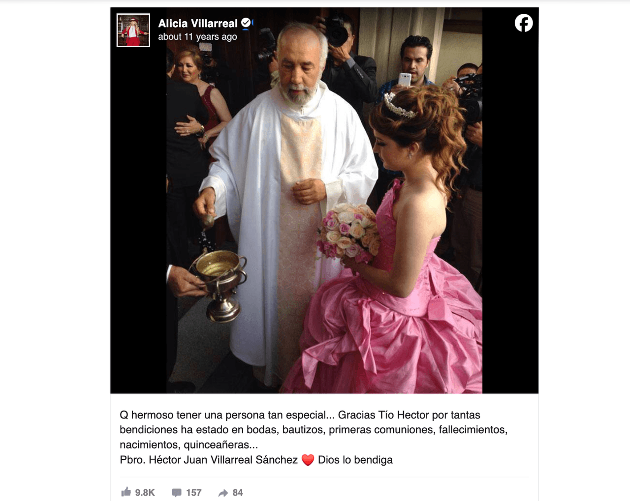 Alicia Villarreal le dedicó hace once años un emotivo mensaje a su fallecido tío