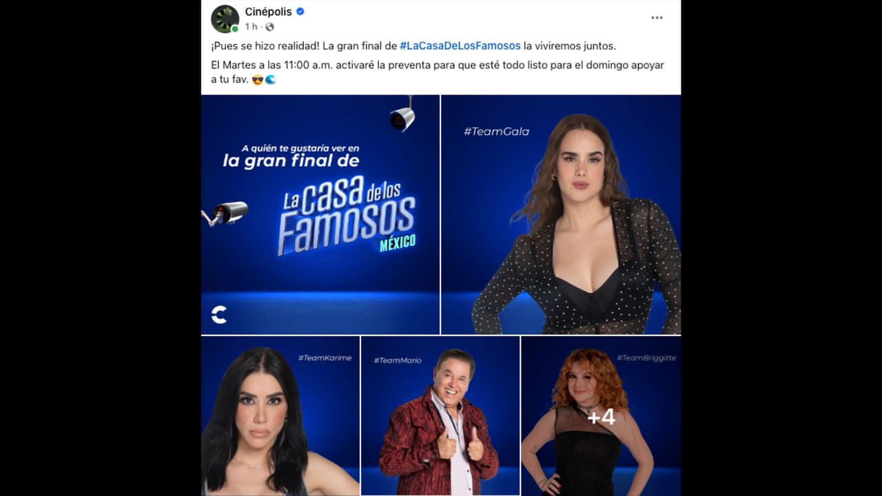Cinépolis transmitirá la final de 'La Casa de los Famosos México 2024' el próximo 29 de septiembre.