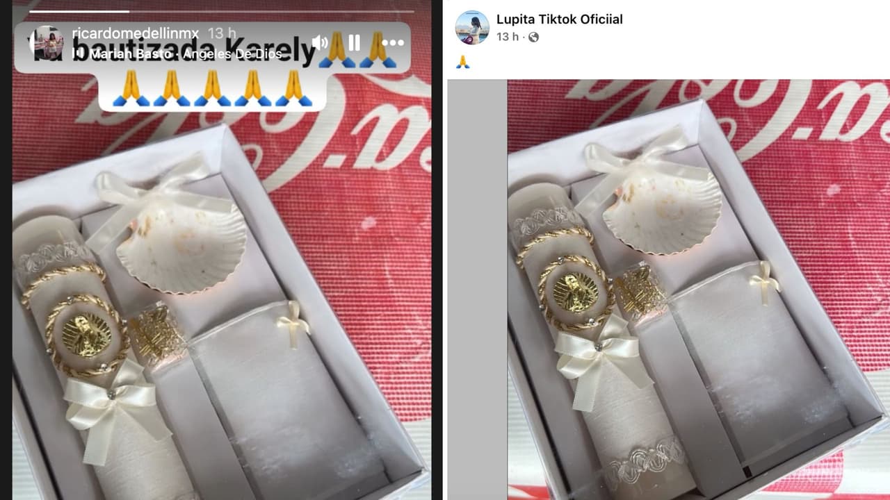 Lupita TikTok y Ricardo Medellín bautizan a su bebé.