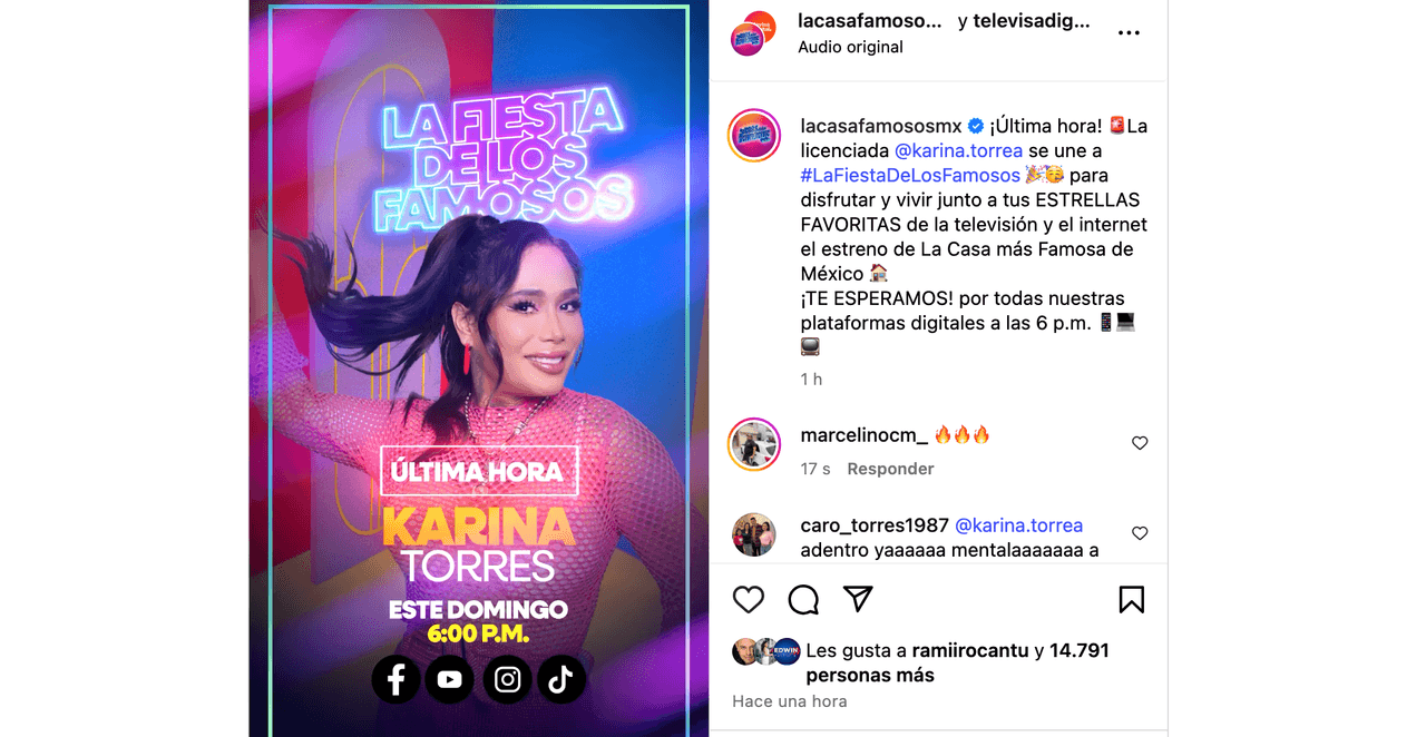 Karina Torres anuncia, de última hora, que sí estará en el estreno de la casa más famosa de México