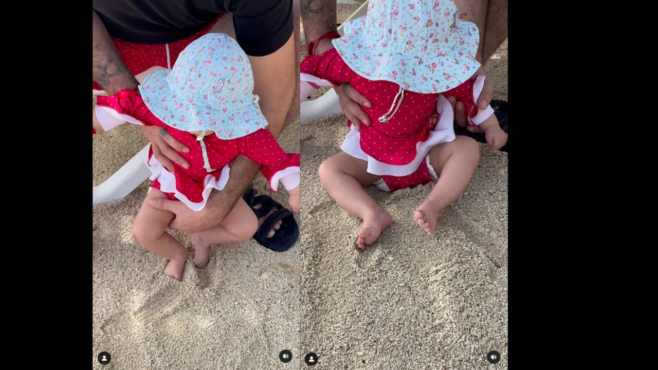 Tessa, la hija de Paola Dalay y José Eduardo Derbez, viaja por primera vez a la playa