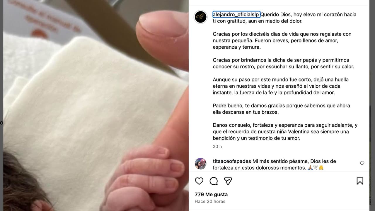 Alejandro Ugalde confirmó el fallecimiento de su hija.