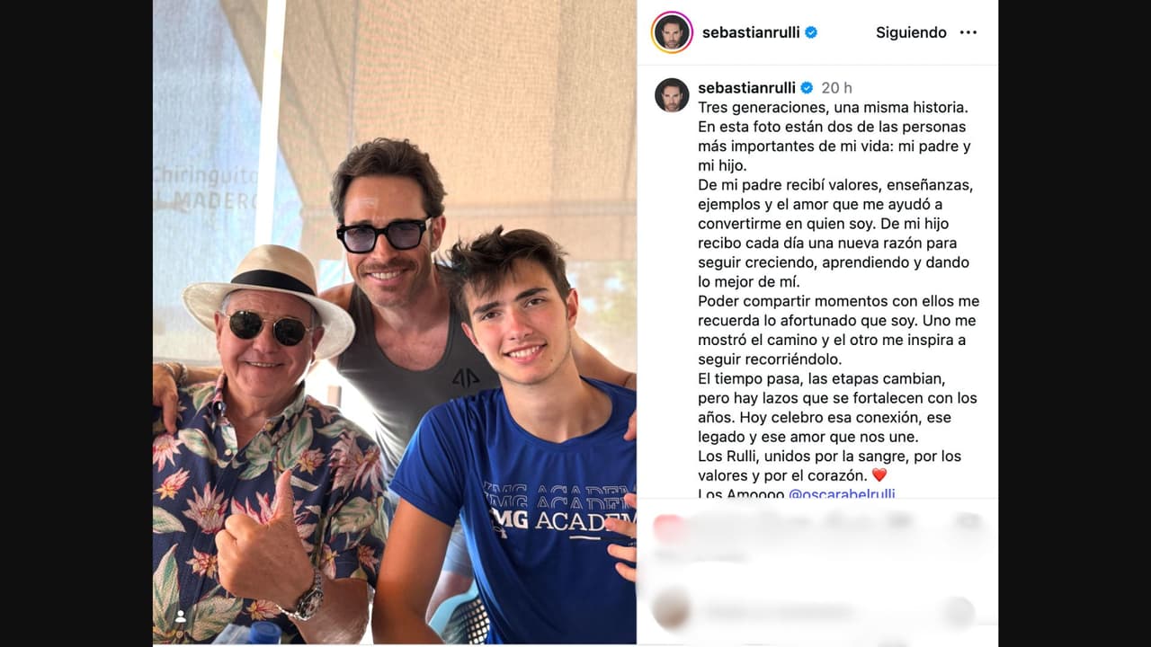 Sebastián Rulli comparte foto junto a su padre e hijo