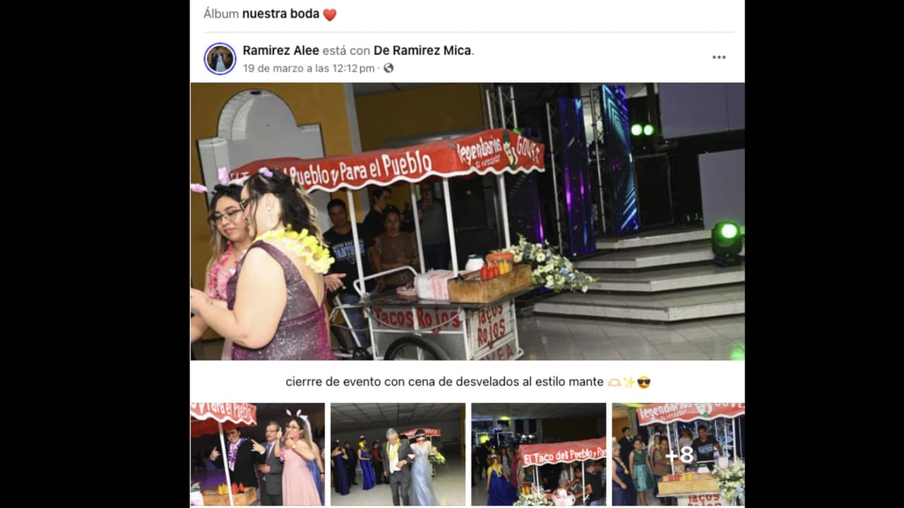 Boda en Tamaulipas, México, se hace viral por dar tacos rojos en la parte final de la fiesta.