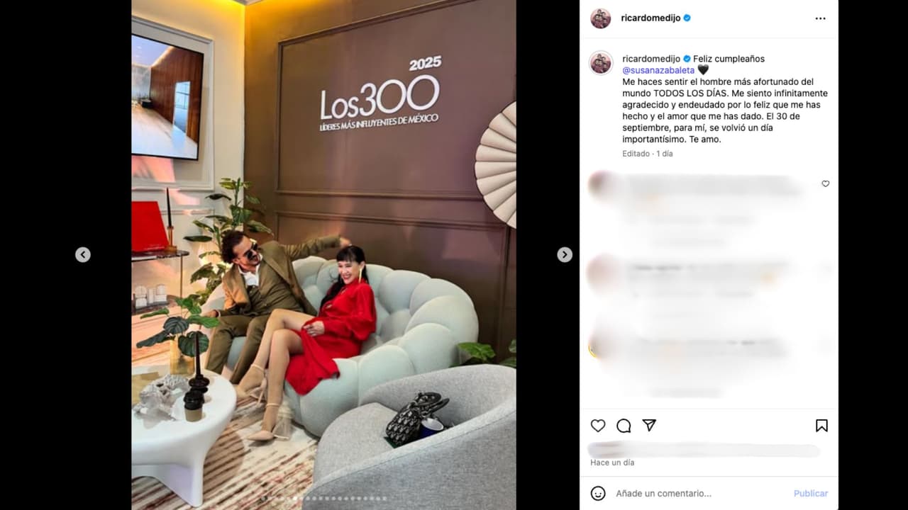 Ricardo Pérez dedica emotivo mensaje de cumpleaños a Susana Zabaleta