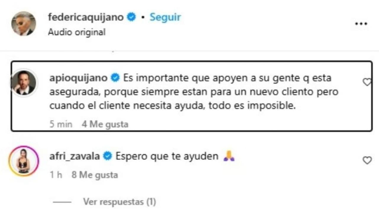 Apio Quijano apoya a su hermana Federica tras hospitalización.