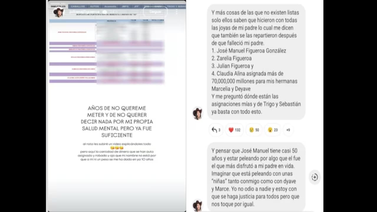 A través de Instagram, Juliana Figueroa mostró documentos donde revela que no ha recibido ni un peso de la herencia de su padre Joan Sebastian