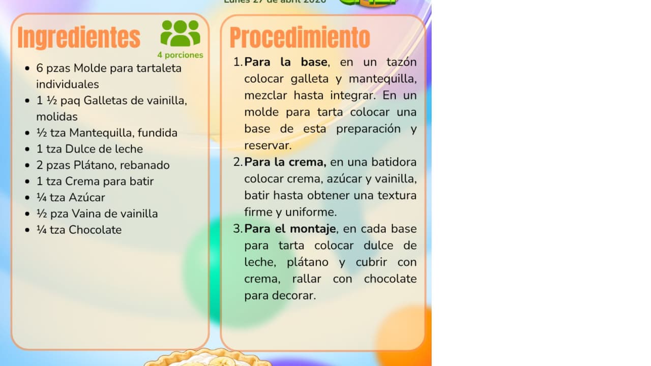 Receta de Tartaleta de plátano.