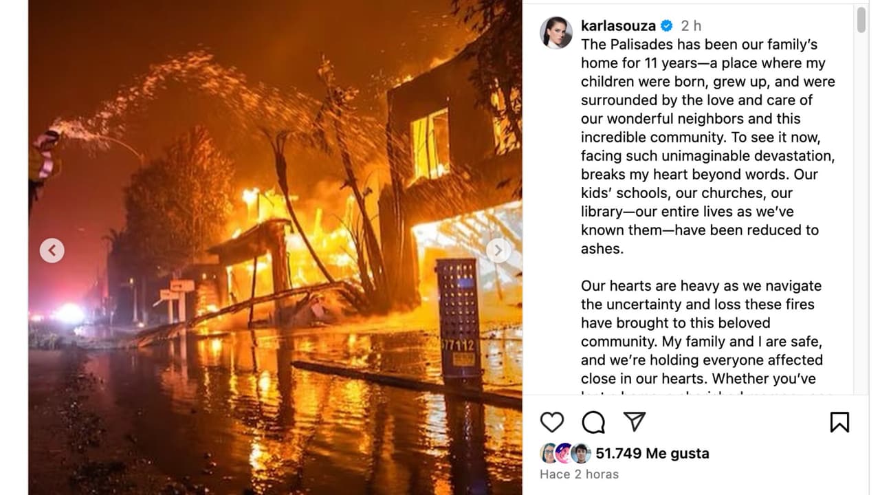 Karla Souza pierde su mansión en incendio de California.