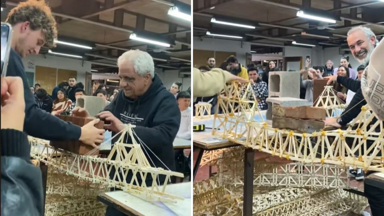 Profesores de arquitectura evalúan maquetas colocándoles tabiques encima: ¿todas se rompieron?